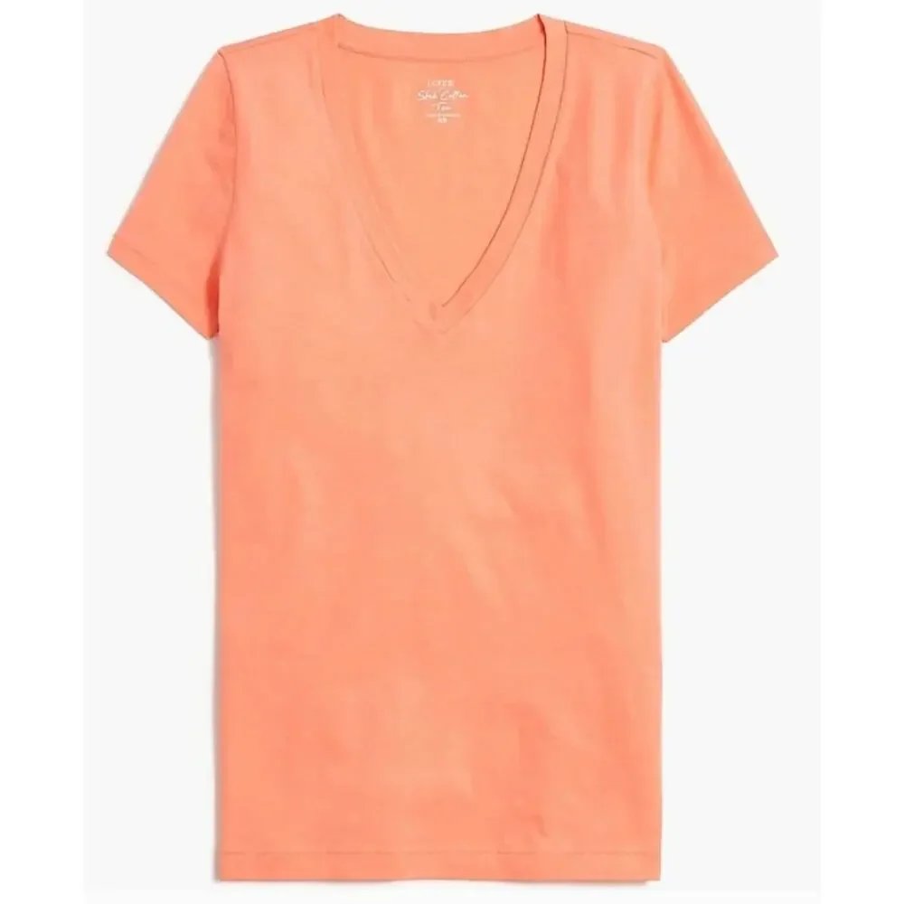 J. Crew Vintage Cotton V-neck Tee Pale Guava Orange 24500 Size S
